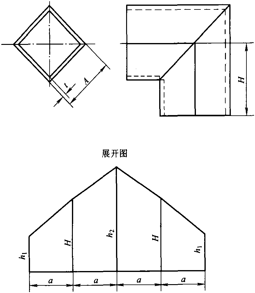 二、兩節(jié)直角方彎頭展開(kāi)計(jì)算